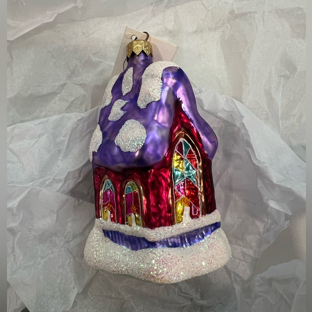 Vintage Christopher Radko “Midnight Mass” Church Glass Ornament